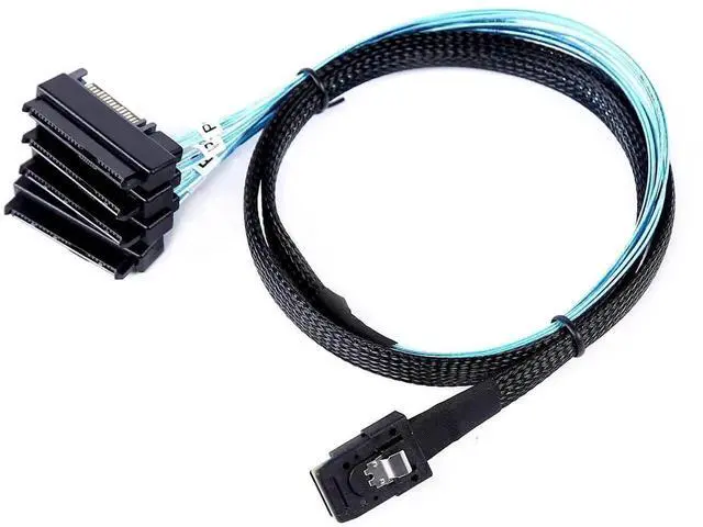 Alt view image 5 of 6 - 2 Pack 1 Meter Mini SAS SFF-8087 to 4 SFF-8482 Hard Drive Breakout Cable with SATA Power Connector, 3.3FT Internal Server RAID Array Splitter Cord for SAS SATA HDD SSD Storage Expansion