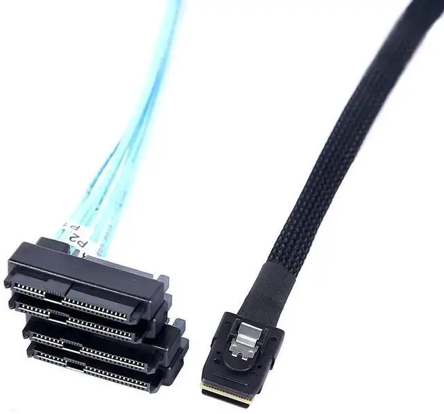 Alt view image 3 of 6 - 2 Pack 1 Meter Mini SAS SFF-8087 to 4 SFF-8482 Hard Drive Breakout Cable with SATA Power Connector, 3.3FT Internal Server RAID Array Splitter Cord for SAS SATA HDD SSD Storage Expansion