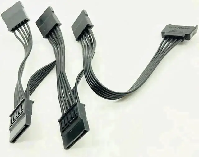 Alt view image 3 of 3 - 10 Pack 15Pin SATA Male to 5 Ports SATA Female Power Splitter Cable, Multi-Way SATA Power Extension Cord for PC Hard Drive, SSD, Optical Drive, Server HDD Cage and Storage Backplane Power Supply Expan