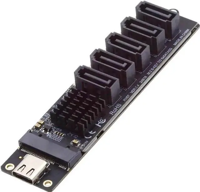 Main image of USB 3.1 Gen 2 Type-C to 5-Port SATA 3.0 Port Multiplier Expansion Adapter Card, Dual JMicron JMS580 + JMB575 Chipset, 10Gbps High Speed for External Multi HDD SSD Storage Extension on PC Laptop Embedd