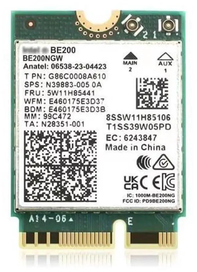 Alt view image 6 of 7 - WiFi 7 BE200NGW M.2 Tri-Band 802.11BE Network Card 6-Stream 9.3Gbps Bluetooth 5.4 Adapter, 4K QAM & 320MHz Bandwidth for Laptop Desktop PC, Supports Win10/11 64bit, Not Fully Compatible with All AMD C