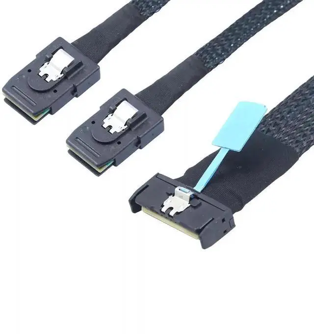 Main image of 50CM PCI-E 5.0 MCIO 8X 74Pin to Dual 36Pin Mini SAS SFF-8087 Server Extension Cable, High-Speed MCIO to 2 SFF-8087 Breakout Cord for Enterprise Storage RAID Controller Hard Disk Array Connection