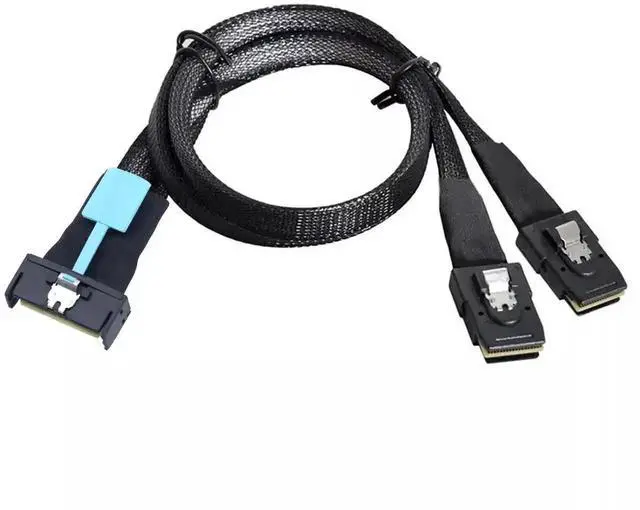 Alt view image 3 of 6 - 50CM PCI-E 5.0 MCIO 8X 74Pin to Dual 36Pin Mini SAS SFF-8087 Server Extension Cable, High-Speed MCIO to 2 SFF-8087 Breakout Cord for Enterprise Storage RAID Controller Hard Disk Array Connection