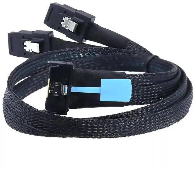 Alt view image 5 of 6 - 50CM PCI-E 5.0 MCIO 8X 74Pin to Dual 36Pin Mini SAS SFF-8087 Server Extension Cable, High-Speed MCIO to 2 SFF-8087 Breakout Cord for Enterprise Storage RAID Controller Hard Disk Array Connection