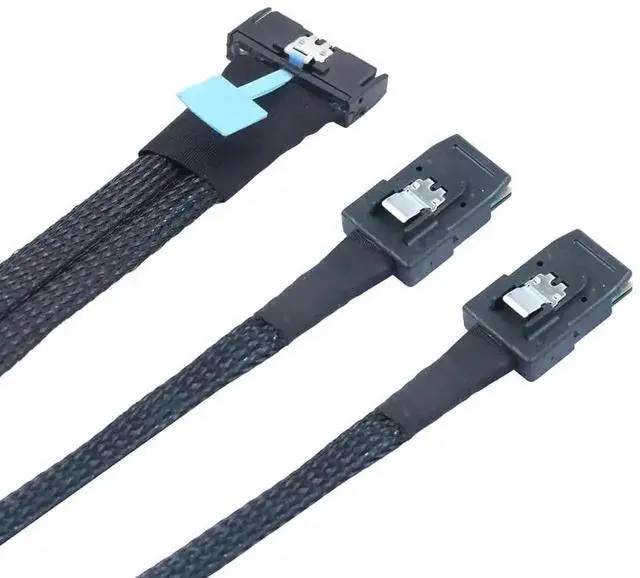 Alt view image 2 of 6 - 50CM PCI-E 5.0 MCIO 8X 74Pin to Dual 36Pin Mini SAS SFF-8087 Server Extension Cable, High-Speed MCIO to 2 SFF-8087 Breakout Cord for Enterprise Storage RAID Controller Hard Disk Array Connection