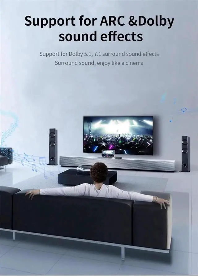 Alt view image 7 of 7 - 4x1 HDMI 2.0 4K@60Hz Switcher with Audio Extractor ARC Function, 4 In 1 Out HDMI Selector with SPDIF Coaxial 3.5mm Jack Audio Output for PS3 PS4 Apple TV HDTV Projector Home Theater System