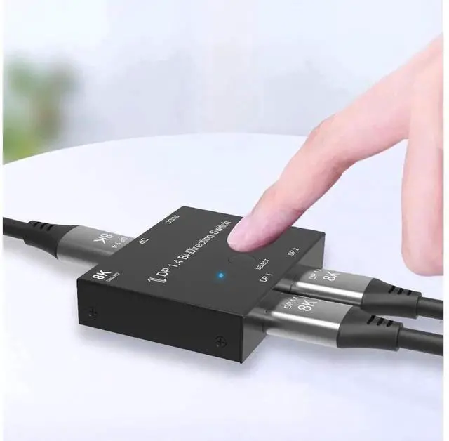 Alt view image 6 of 7 - Bidirectional DP 1.4 KVM DisplayPort Switch 2 In 1 Out Manual Switcher, 8K@60Hz 4K@144Hz 1080P High Resolution DP Splitter for Two PCs Sharing One Single Monitor Keyboard Mouse Workstation Setup