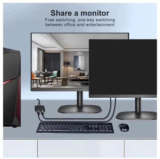 Alt view image 4 of 7 - Bidirectional DP 1.4 KVM DisplayPort Switch 2 In 1 Out Manual Switcher, 8K@60Hz 4K@144Hz 1080P High Resolution DP Splitter for Two PCs Sharing One Single Monitor Keyboard Mouse Workstation Setup