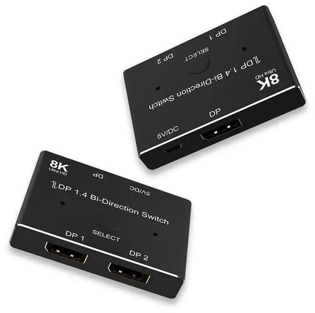 Alt view image 3 of 7 - Bidirectional DP 1.4 KVM DisplayPort Switch 2 In 1 Out Manual Switcher, 8K@60Hz 4K@144Hz 1080P High Resolution DP Splitter for Two PCs Sharing One Single Monitor Keyboard Mouse Workstation Setup