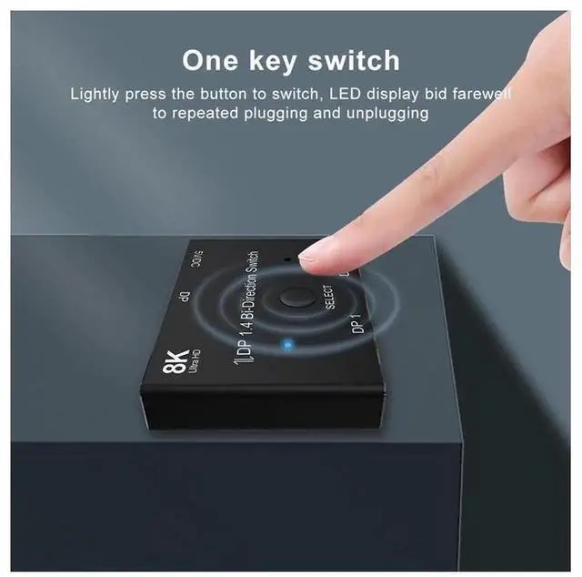Alt view image 7 of 7 - Bidirectional DP 1.4 KVM DisplayPort Switch 2 In 1 Out Manual Switcher, 8K@60Hz 4K@144Hz 1080P High Resolution DP Splitter for Two PCs Sharing One Single Monitor Keyboard Mouse Workstation Setup