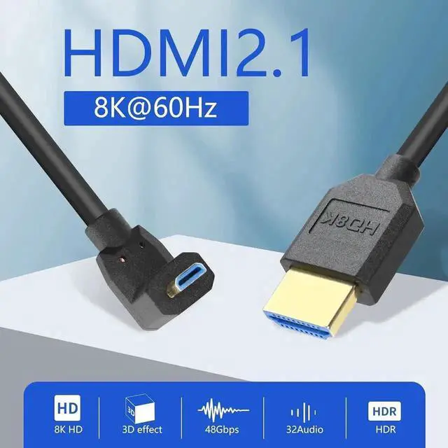 Alt view image 5 of 6 - Down Angle Coiled Micro HDMI to HDMI 2.1 Cable, Telescopic Retractable 8K@60Hz 4K@120Hz High Speed Cord with 48Gbps Bandwidth, Dynamic HDR eARC Dolby Atmos Supported for Digital Cameras Action Cam Pho