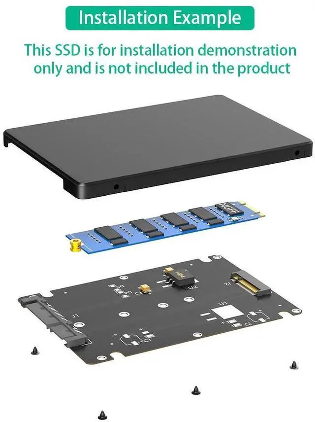 Alt view image 5 of 5 - M.2 NGFF to SATA 3.0 Adapter Card, SATA Protocol Only M.2 SSD Converter Board, M2 B Key SSD to 2.5 Inch SATA Interface Expansion Adapter for Laptop Desktop Hard Disk Upgrade