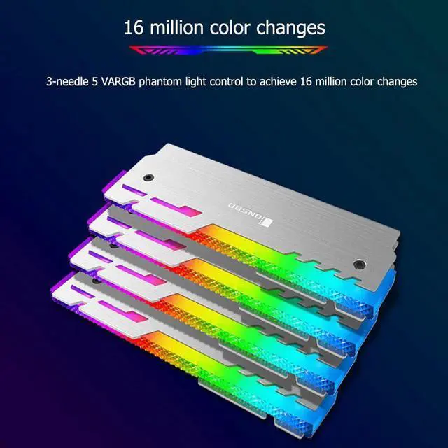 Alt view image 2 of 5 - 2 Pack NC-3 ARGB RAM Heatsink Cooler with 5V 3Pin Sync Header, Aluminum Memory Radiator Cooling Vest Heat Dissipation Pad for Desktop DDR4 DDR5 PC Gaming Memory Module Modding