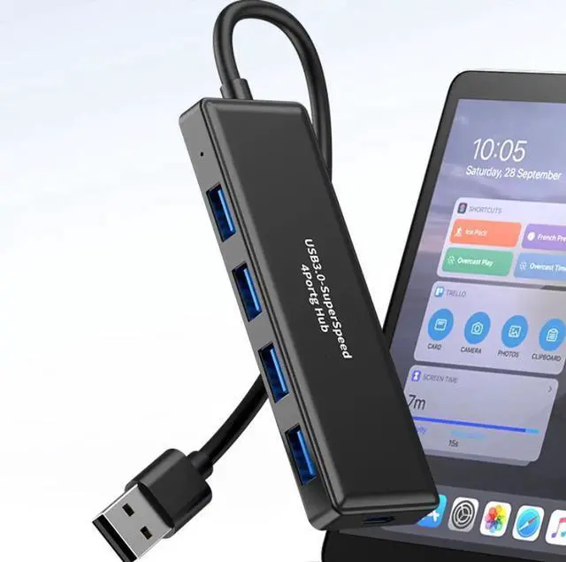 Alt view image 4 of 4 - 4-Port USB 3.0 Hub Multi-Port Splitter Expansion Adapter Dock, High Speed USB Data Transfer Extension Hub for Laptop, Desktop PC, Notebook, Flash Drive Mouse Keyboard Connection