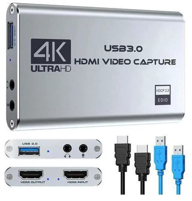 Main image of USB 3.0 HDMI 4K Audio Video Capture Card, 1080P Full HD Game Video Recorder Capture Device for PC Game Recording, Live Streaming, Online Broadcasting and Video Content Production