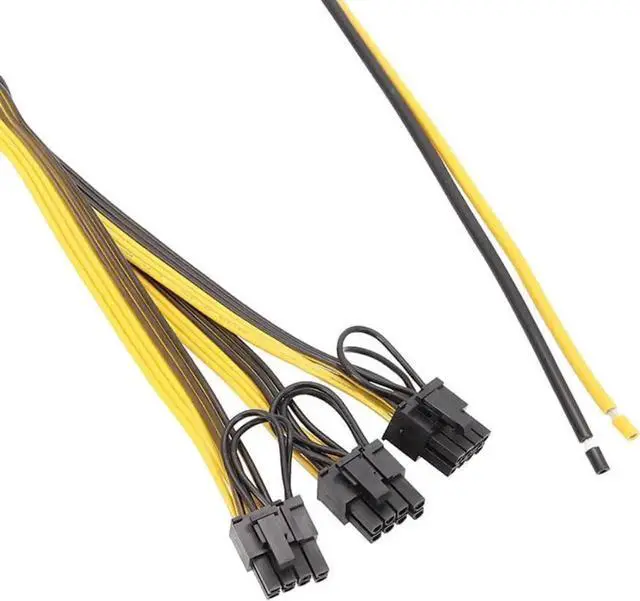 Alt view image 2 of 3 - Mining Rig GPU Power Cable, Magic 8Pin to 3X 6+2Pin PCIe Video Card Cord, 12AWG Main Wire 50cm + 18AWG Branch 20cm 1 to 3 Splitter Cable for Server Mining Power Supply Expansion