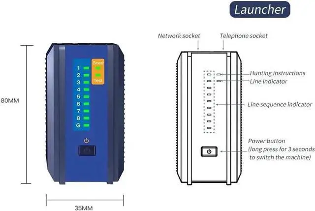 Alt view image 2 of 6 - Digital Network Cable Tester Wire Tracker with POE Detection, Continuity & Short Circuit Test for RJ45 8P Ethernet Cable and RJ11 4P Telephone Line, Multi-Function Line Finder for Wiring Inspection