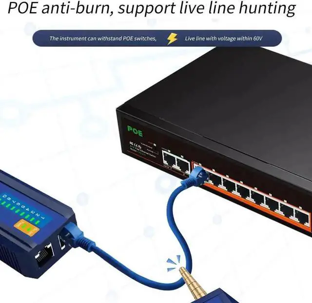 Alt view image 6 of 6 - Digital Network Cable Tester Wire Tracker with POE Detection, Continuity & Short Circuit Test for RJ45 8P Ethernet Cable and RJ11 4P Telephone Line, Multi-Function Line Finder for Wiring Inspection