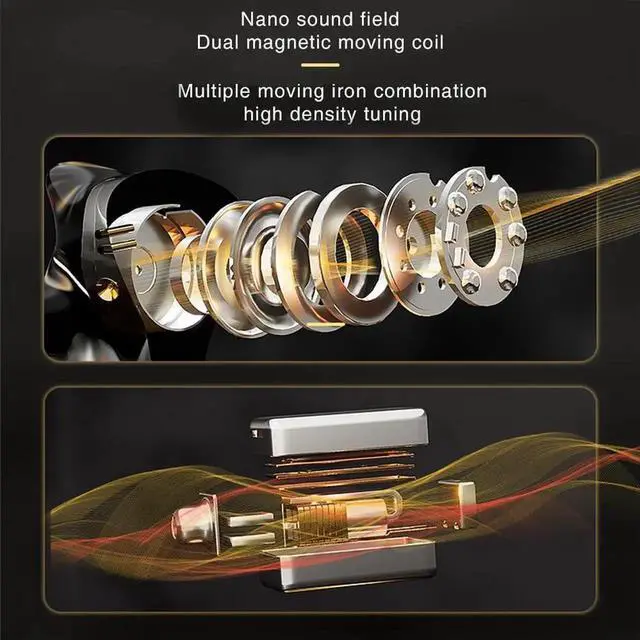 Alt view image 2 of 7 - ND001 4BA+1DD Hybrid In Ear Monitor IEM Earphones, HiFi Stereo Wired Earbuds with Powerful Deep Bass, Detachable Tangle-Free Cable & Built-in Microphone for Music Gaming Calls