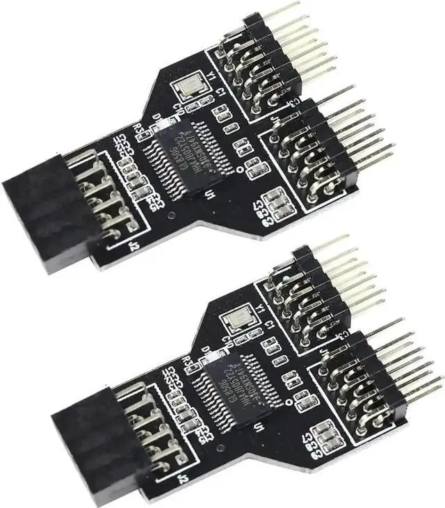 Main image of 9 Pin USB 2.0 Header 1 Female to 2 Male Splitter Adapter Board, Internal Motherboard USB Hub Connector for RGB Fan Light Strip Expansion, Pack of 2 Pieces Without Extension Cables