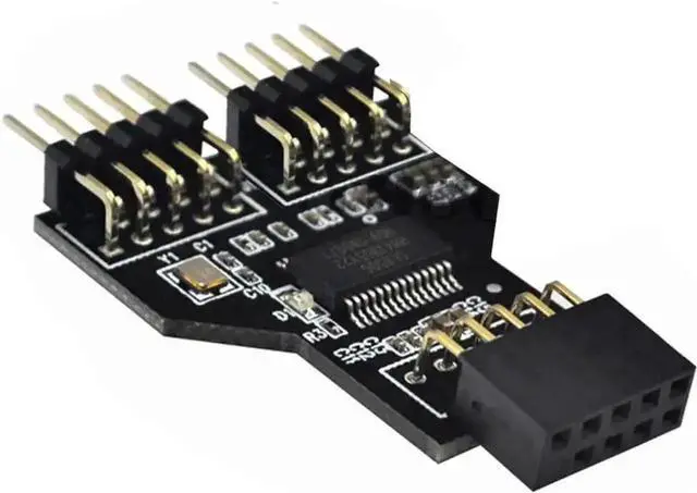 Alt view image 5 of 6 - 9 Pin USB 2.0 Header 1 Female to 2 Male Splitter Adapter Board, Internal Motherboard USB Hub Connector for RGB Fan Light Strip Expansion, Pack of 2 Pieces Without Extension Cables