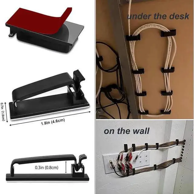 Alt view image 2 of 7 - 50 Pack Self Adhesive Cable Management Clips, Multipurpose Adhesive Wire Cord Organizer Holders, Neat Cable Routing for TV, PC, Ethernet Network Cables Under Desk, Home Office and Indoor Outdoor Use