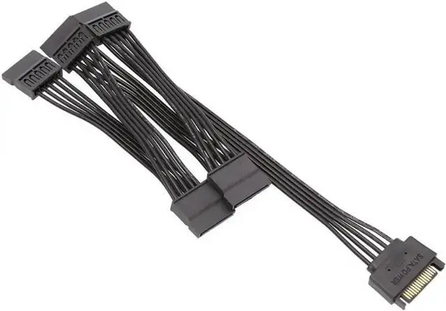 Alt view image 3 of 3 - 60CM 15 Pin SATA Power Splitter Extension Cable, 1 Male to 5 Female SATA Hard Drive Power Adapter Cord, Multiple HDD SSD Hard Disk Power Expansion Wire for Desktop PC Computer Internal Hardware Modifi