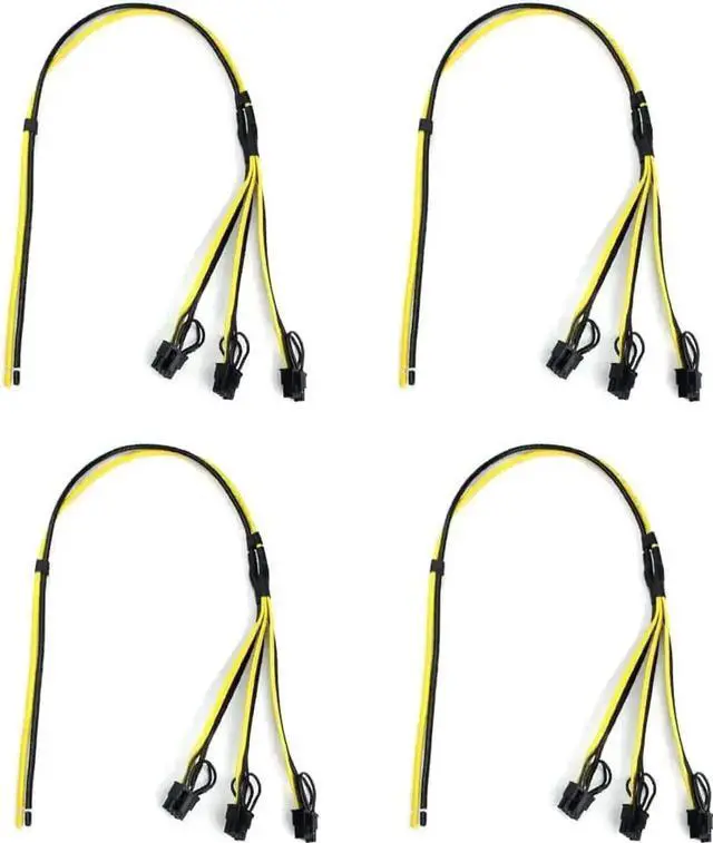 Main image of 5 Pack 8Pin GPU Power Splitter Cable 1 to 3 6+2 Pin PCIe Mining Adapter Cord, 12AWG+18AWG Thickened Copper Wire Graphics Card Extension Wire for Crypto Mining Rig Power Connection