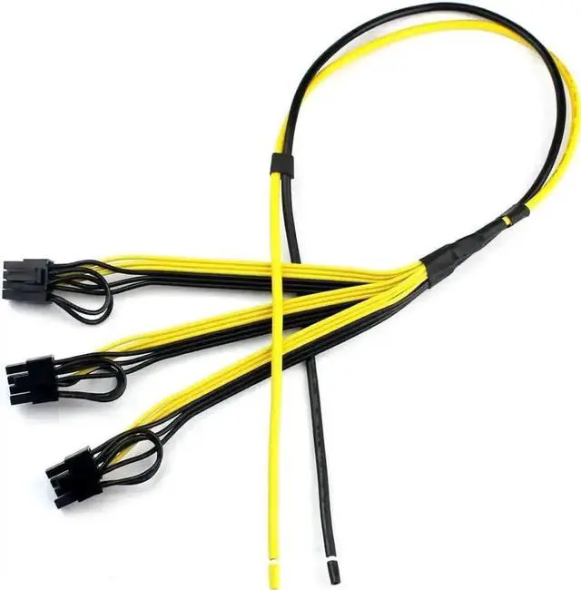 Alt view image 2 of 6 - 5 Pack 8Pin GPU Power Splitter Cable 1 to 3 6+2 Pin PCIe Mining Adapter Cord, 12AWG+18AWG Thickened Copper Wire Graphics Card Extension Wire for Crypto Mining Rig Power Connection