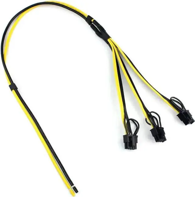 Alt view image 5 of 6 - 5 Pack 8Pin GPU Power Splitter Cable 1 to 3 6+2 Pin PCIe Mining Adapter Cord, 12AWG+18AWG Thickened Copper Wire Graphics Card Extension Wire for Crypto Mining Rig Power Connection