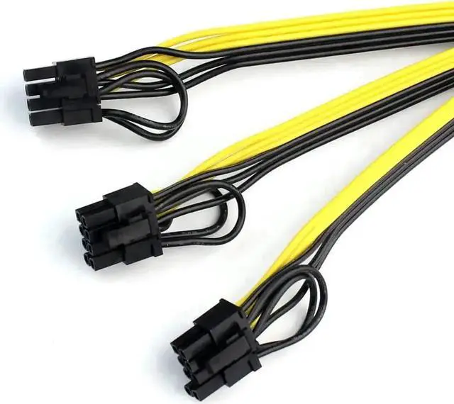 Alt view image 4 of 6 - 5 Pack 8Pin GPU Power Splitter Cable 1 to 3 6+2 Pin PCIe Mining Adapter Cord, 12AWG+18AWG Thickened Copper Wire Graphics Card Extension Wire for Crypto Mining Rig Power Connection