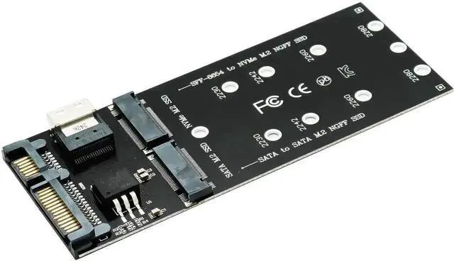 Alt view image 3 of 5 - 2-in-1 Combo M.2 NVMe to SFF-8654 Slimline SAS PCIe & NGFF to SATA Adapter Card, Dual M.2 SSD Converter Board, Clearly Not Support NVMe SSD to SATA or M.2 SATA to SFF-8654 Protocol Conversion