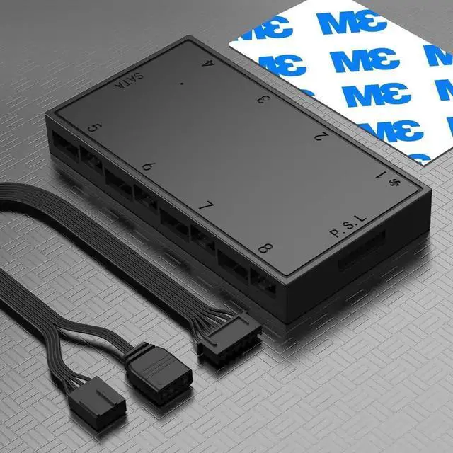 Alt view image 3 of 7 - ID-COOLING HA-08 PWM ARGB Fan Hub, 8×4Pin PWM Fan Ports & 8×5V 3Pin ARGB Ports, SATA Powered Motherboard RGB Sync Fan Speed Controller for PC Case Cooling Fans
