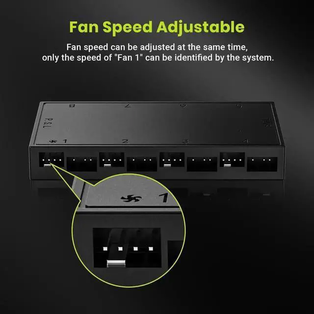 Alt view image 4 of 7 - ID-COOLING HA-08 PWM ARGB Fan Hub, 8×4Pin PWM Fan Ports & 8×5V 3Pin ARGB Ports, SATA Powered Motherboard RGB Sync Fan Speed Controller for PC Case Cooling Fans