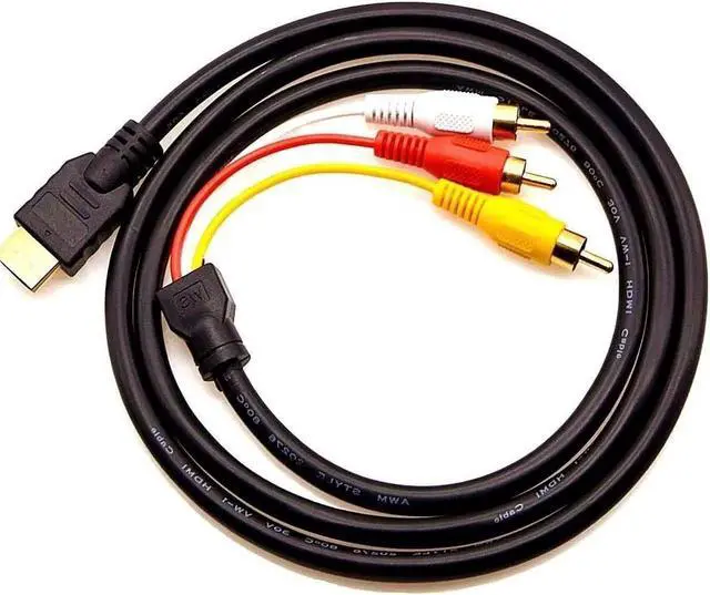 Main image of 1.5M 5FT HDMI to 3 RCA AV Converter Cable, HDMI Male to Triple RCA Male Composite Audio Video Adapter Cord Black, HD Signal to Analog Signal Converter for Old TV Projector DVD Player