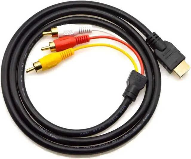 Alt view image 4 of 4 - 1.5M 5FT HDMI to 3 RCA AV Converter Cable, HDMI Male to Triple RCA Male Composite Audio Video Adapter Cord Black, HD Signal to Analog Signal Converter for Old TV Projector DVD Player