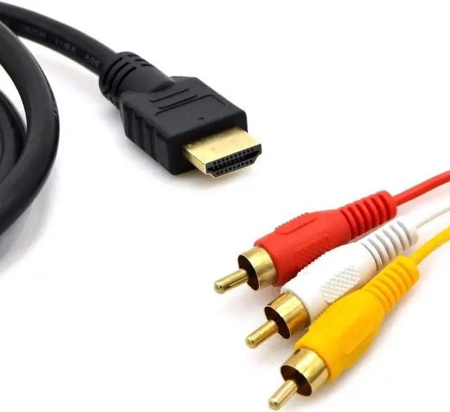 Alt view image 2 of 4 - 1.5M 5FT HDMI to 3 RCA AV Converter Cable, HDMI Male to Triple RCA Male Composite Audio Video Adapter Cord Black, HD Signal to Analog Signal Converter for Old TV Projector DVD Player