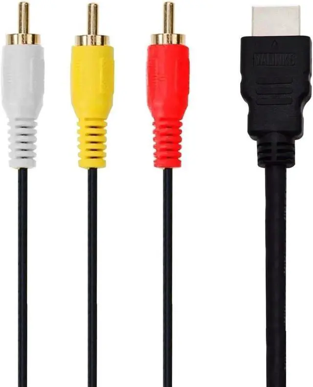Alt view image 3 of 4 - 1.5M 5FT HDMI to 3 RCA AV Converter Cable, HDMI Male to Triple RCA Male Composite Audio Video Adapter Cord Black, HD Signal to Analog Signal Converter for Old TV Projector DVD Player
