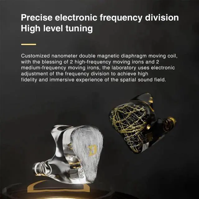 Alt view image 7 of 7 - ND 001 4BA+1DD Hybrid Driver In Ear Monitor IEM Earphones, Professional HiFi Wired Earbuds with Deep Bass, Detachable Tangle-Free Cable for Stage Monitoring, Studio Recording & Audiophile Listening