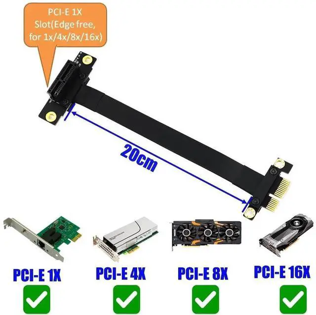 Alt view image 2 of 4 - 90 Degree PCIE 3.0 X1 to X1 Extension Cable, Small Slot PCI-E Riser Adapter Cord for Sound Card, Network Card, Internal Motherboard Expansion Card Connection in PC Chassis