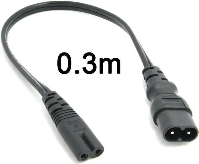 Alt view image 2 of 3 - IEC 60320 C8 Male to C7 Female Power Extension Cord 30CM, C8 to C7 AC Mains Adapter Cable Short Length for Laptop Charger, Small Power Adapters, Printers and Household Electronic Devices