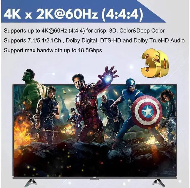 Alt view image 3 of 7 - eokCXOY 4 Port 4x1 HDMI Switcher with Audio Extractor, 4K 60Hz 18Gbps HDMI Switch Box Supports HDR10, ARC, HDCP2.2, RGB 8:8:8, 3D, Equipped with IR Remote for Home Theater and Multi-Source Display Swi