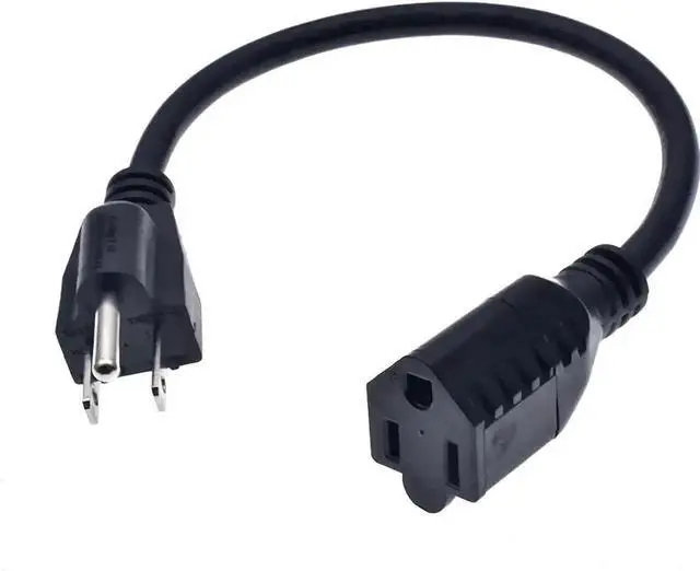Main image of 1FT/0.3M Short 3 Prong Power Extension Cord, 16AWG 13A Heavy Duty Male to Female Outlet Saver AC Power Cable, Compact Short Jumper Wire for Desktop PC, Power Supply, Household Appliance and Socket Spa