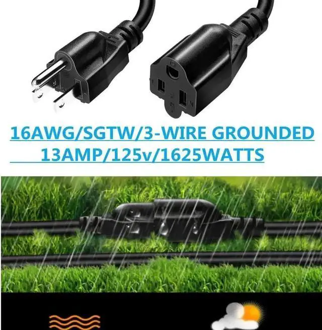 Alt view image 4 of 5 - 1FT/0.3M Short 3 Prong Power Extension Cord, 16AWG 13A Heavy Duty Male to Female Outlet Saver AC Power Cable, Compact Short Jumper Wire for Desktop PC, Power Supply, Household Appliance and Socket Spa