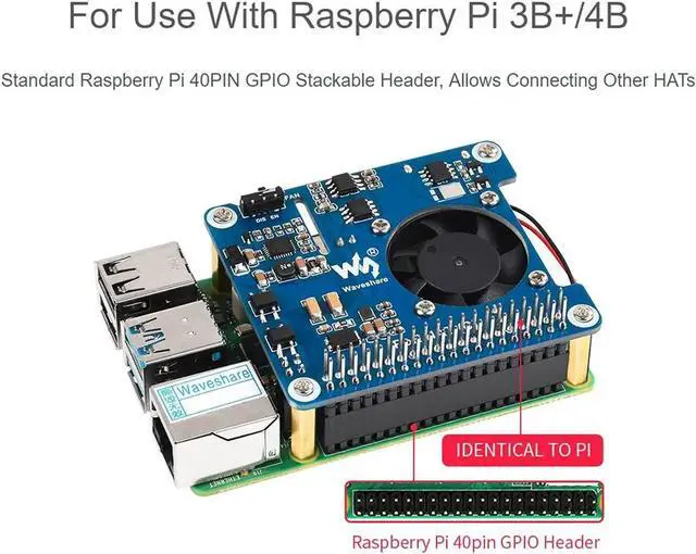 Alt view image 2 of 5 - POE HAT (C) for Raspberry Pi 4B and 3B+, IEEE 802.3af/at Standard Power Over Ethernet Expansion Board, Provides 5V & 12V Dual Power Output to Drive Extra External Peripherals