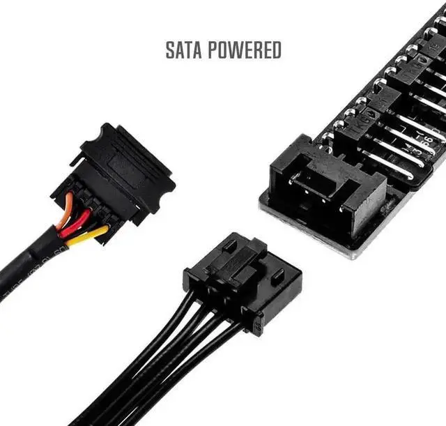Alt view image 2 of 7 - FH-07 SATA Powered Fan Hub, 7-Port PWM Fan Splitter Adapter, Supports 4-Pin PWM Speed Regulation and 3-Pin Fixed Speed PC Internal Cooling Fans for Desktop Chassis Heat Dissipation