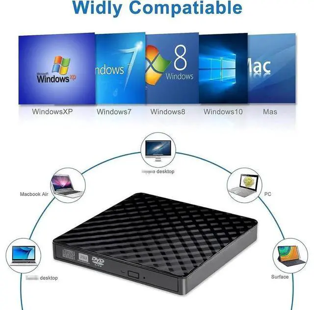 Alt view image 5 of 7 - USB 3.0 Type-C External CD DVD +/-RW Drive, Portable Optical CD ROM Reader Writer Burner, Plug and Play DVD Player Compatible with Laptop, Desktop PC, Windows, Linux and Mac OS System