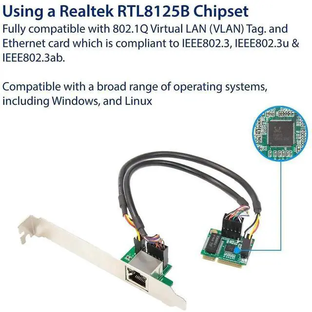 Alt view image 6 of 6 - 2.5G Gigabit Mini PCI-E Ethernet Network Card SI-MPE24073, 10/100/1000/2500Mbps RJ45 LAN Adapter, Mini PCI Express 2.5G Network Controller for Desktop PC Internal Network Upgrade