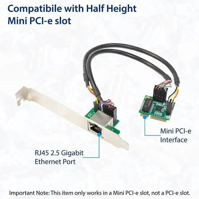Alt view image 5 of 6 - 2.5G Gigabit Mini PCI-E Ethernet Network Card SI-MPE24073, 10/100/1000/2500Mbps RJ45 LAN Adapter, Mini PCI Express 2.5G Network Controller for Desktop PC Internal Network Upgrade