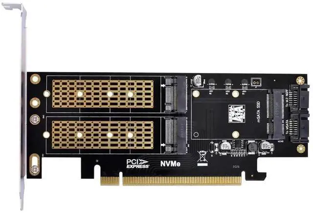 Main image of 3 in 1 PCI-E 3.0 SSD Adapter Card, PCI Express 3.0 & Dual SATA to NGFF NVME M-Key, B/M-Key M.2 and MSATA SSD Converter Expansion Card for Desktop PC Storage Upgrade